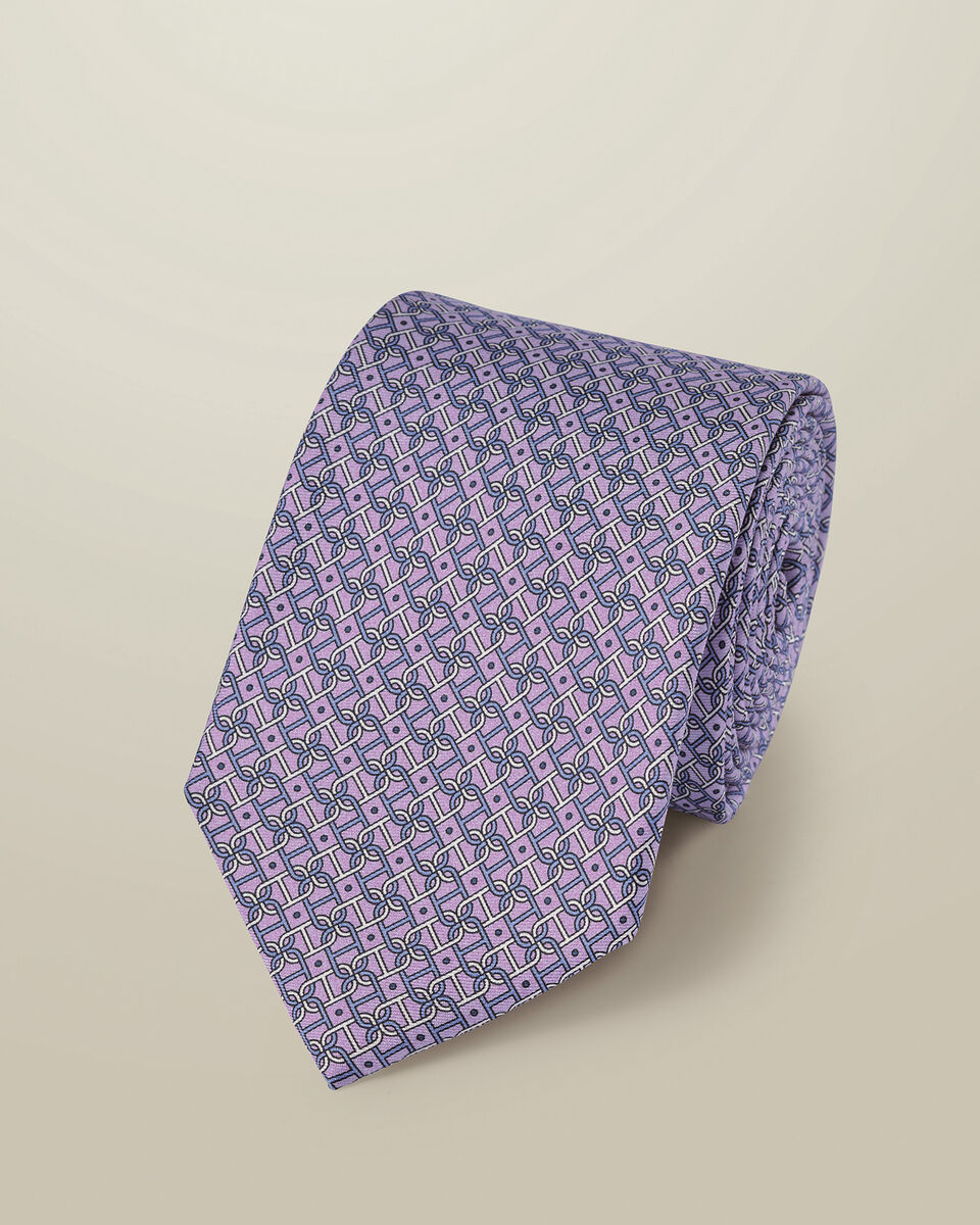 Silk Print Tie - Lilac Purple Main image