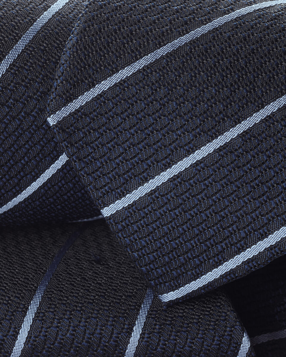 Silk Grenadine Stripe Tie - Navy & Sky Blue Secondary image