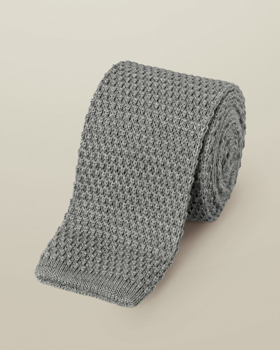 Knitted Wool Slim Tie - Gray Main image