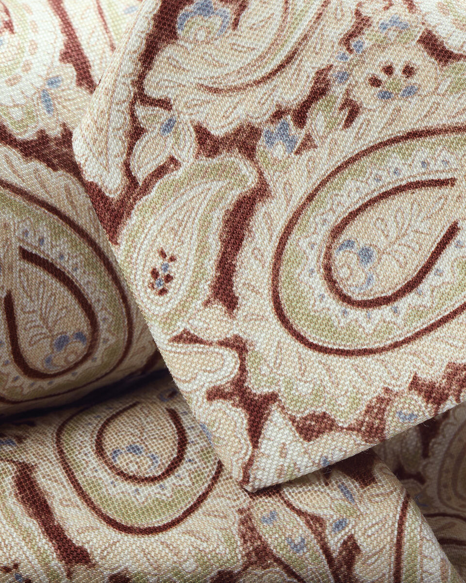 Linen Silk Paisley Tie - Stone & Brown Secondary image