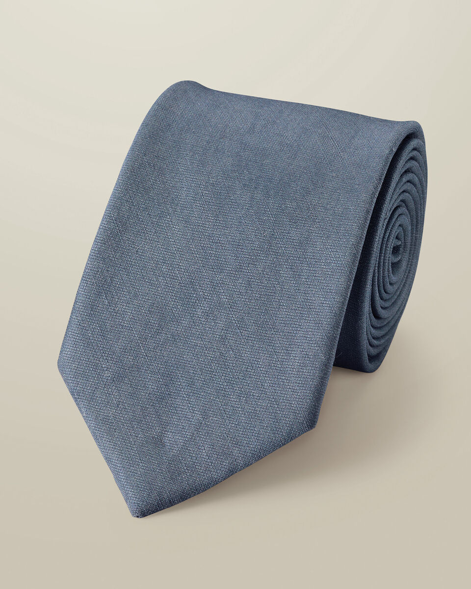 Linen Silk Tie – Steel Blue Main image