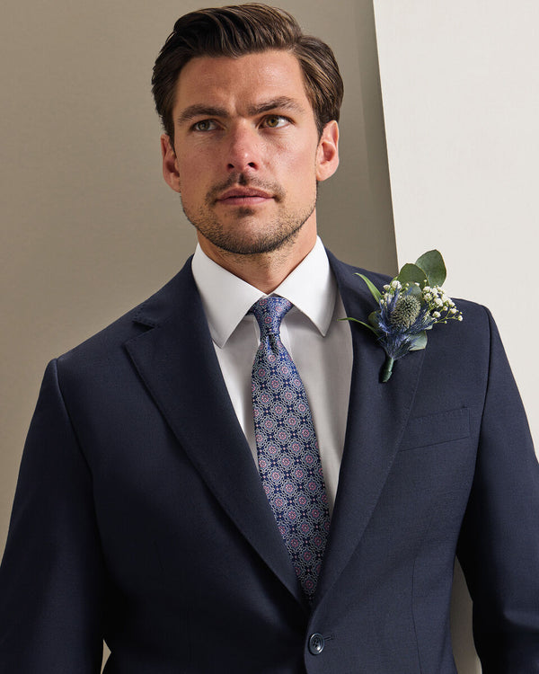 Silk Tie - Royal Blue & Pink