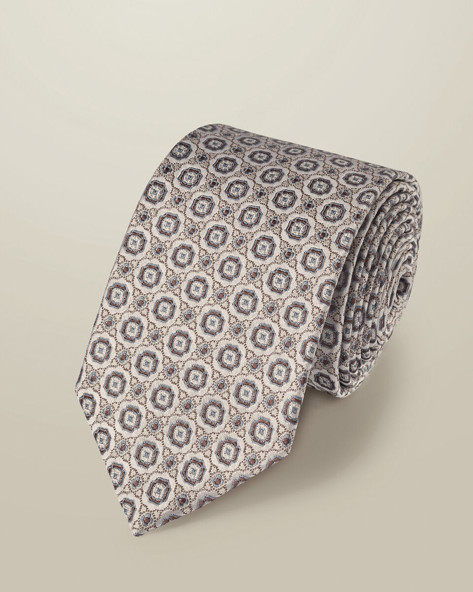 Silk Geo Tie - Ivory Main image