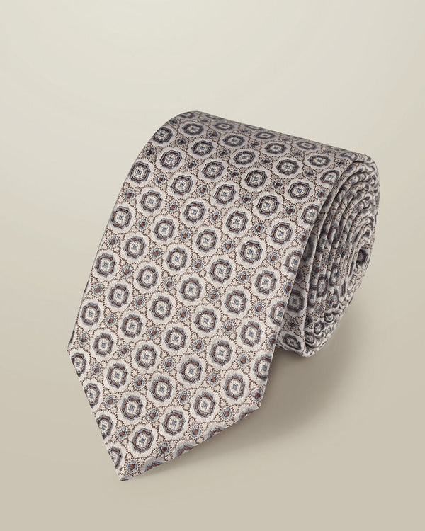 Silk Geo Tie - Ivory