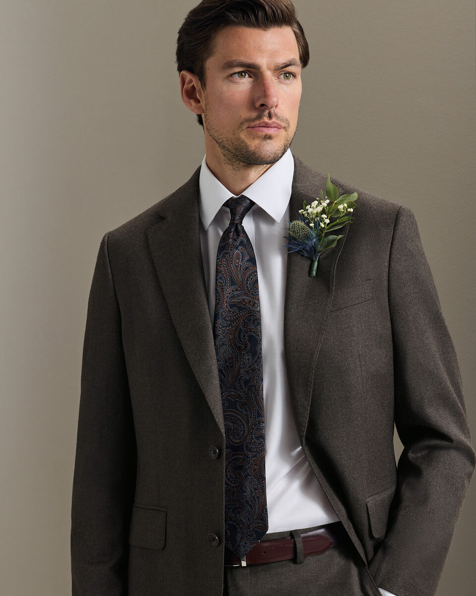 Silk Paisley Tie - Navy & Camel Secondary image