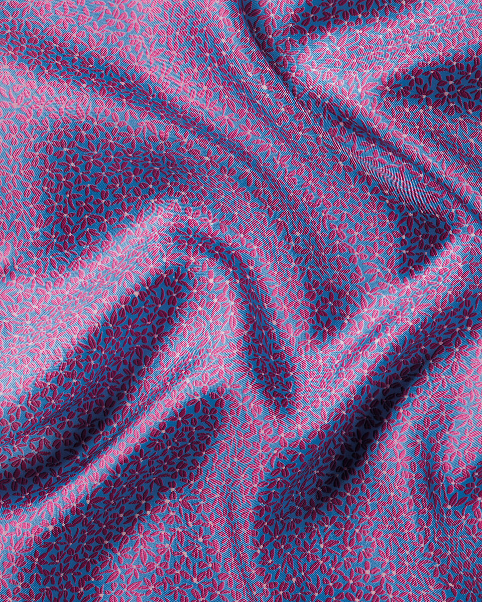 Silk Floral Pocket Square - Cornflower Blue & Pink