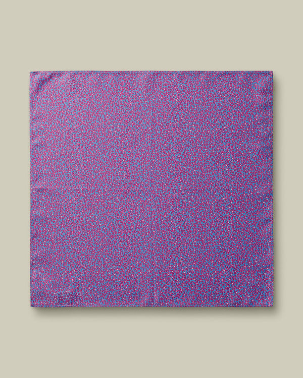Silk Floral Pocket Square - Cornflower Blue & Pink
