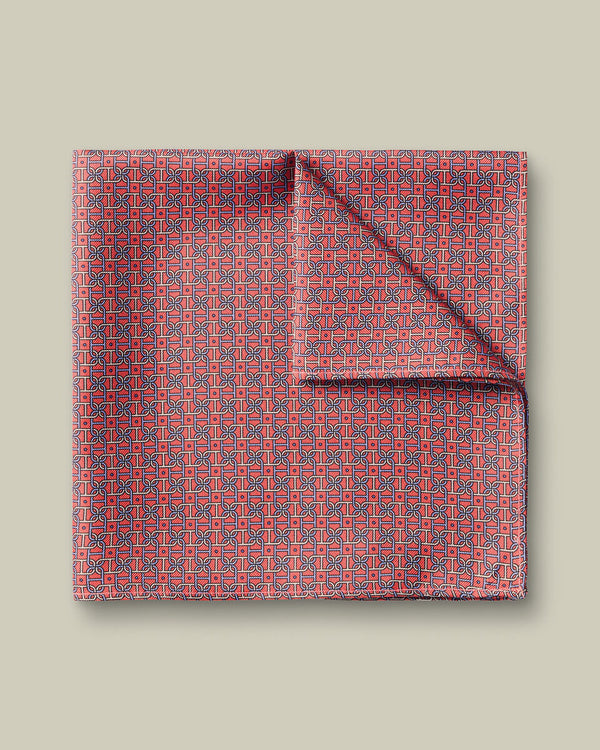 Silk Print Pocket Square - Coral Pink