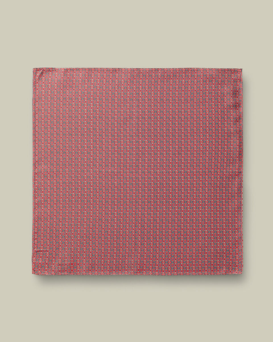Silk Print Pocket Square - Coral Pink Secondary image