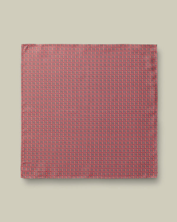 Silk Print Pocket Square - Coral Pink