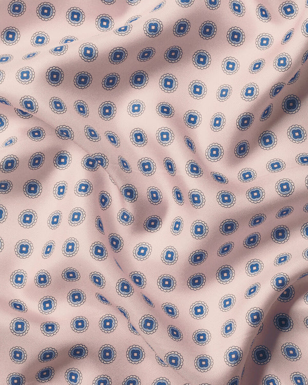 Silk Medallion Print Pocket Square - Pink & Blue