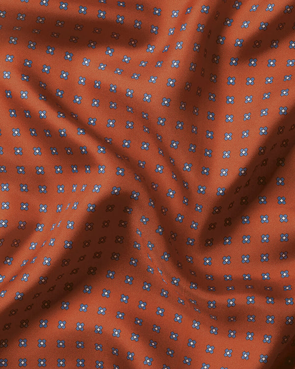 Silk Medallion Print Pocket Square - Orange