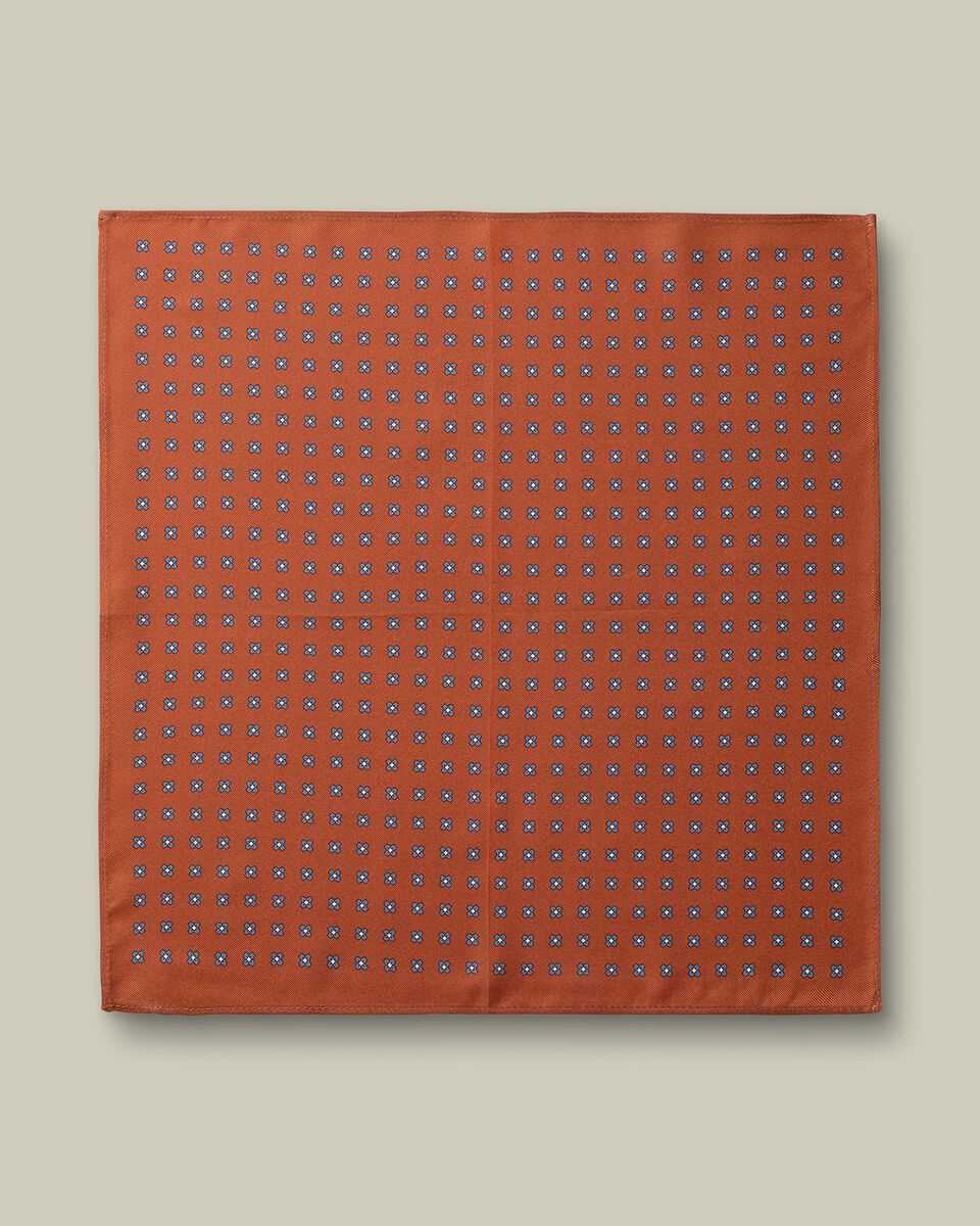 Silk Medallion Print Pocket Square - Orange Secondary image