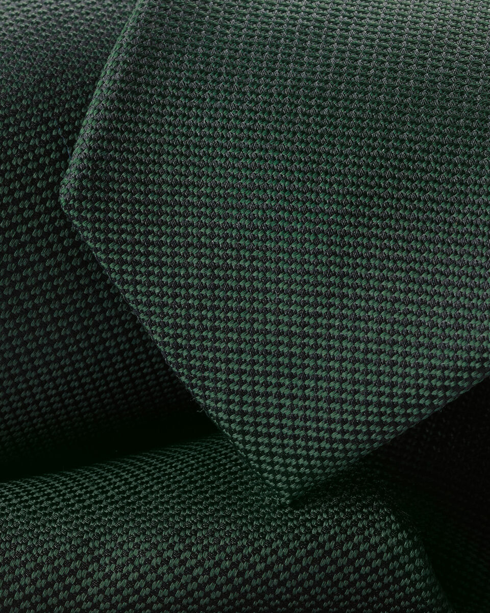 Silk Textured Slim Tie - Dark Green Secondary image