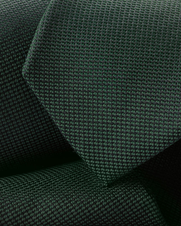 Silk Textured Slim Tie - Dark Green