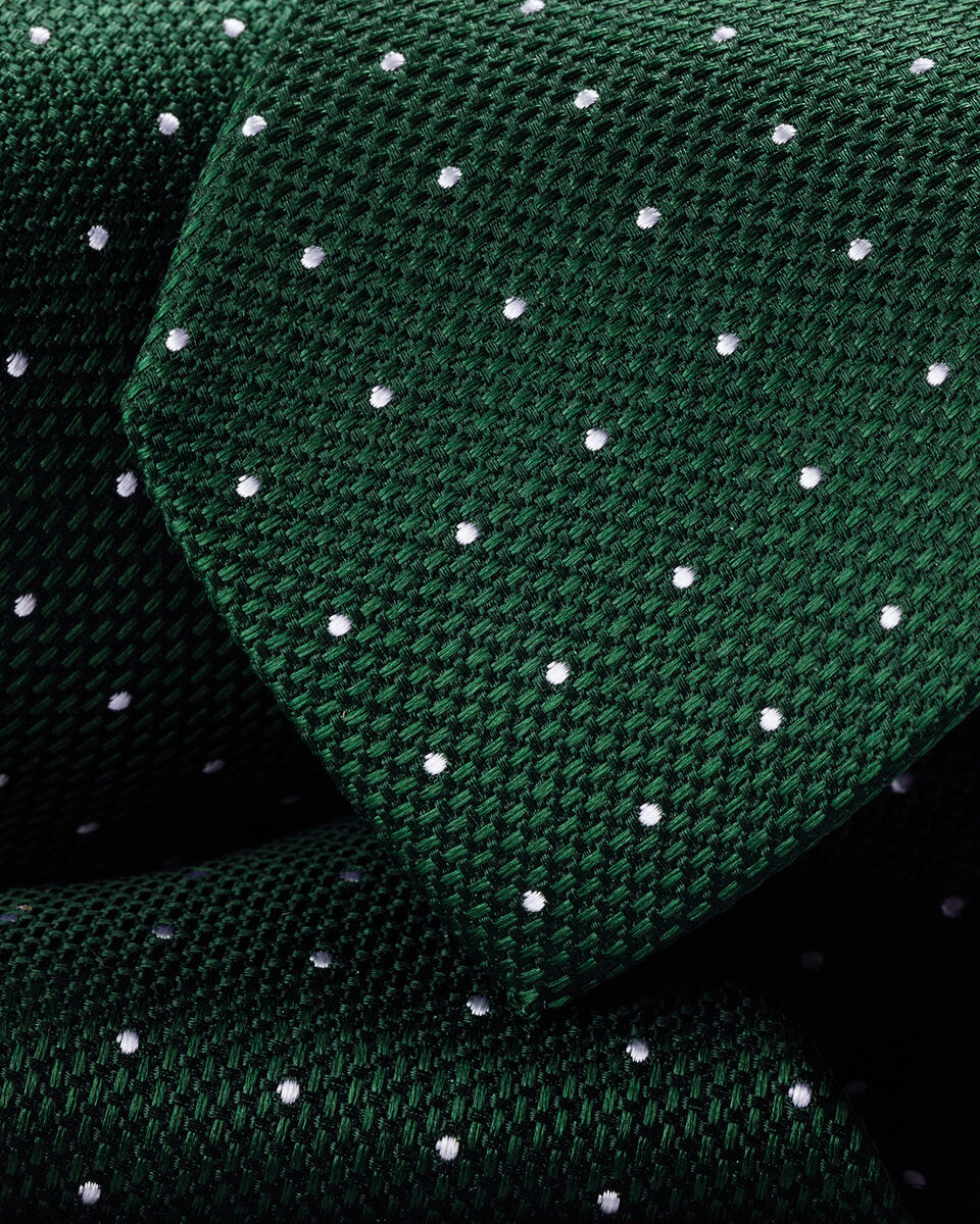 Silk Spot Slim Tie – Dark Green & Silver Gray Secondary image