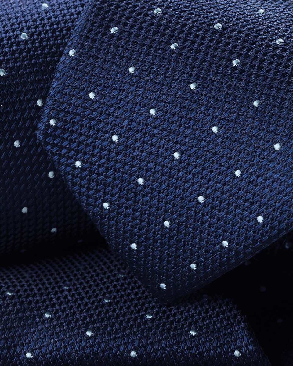 Silk Spot Slim Tie – Petrol Blue & Light Blue