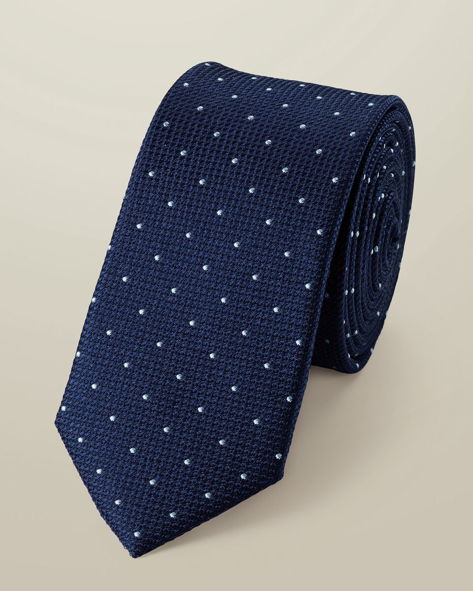 Silk Spot Slim Tie – Petrol Blue & Light Blue