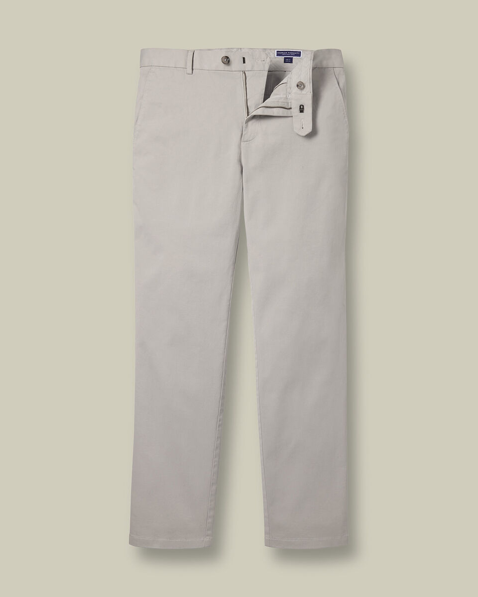 Casual Stretch Chinos - Silver Gray
