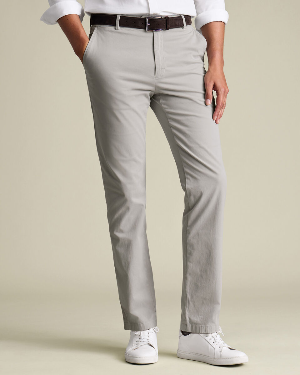 Casual Stretch Chinos - Silver Gray