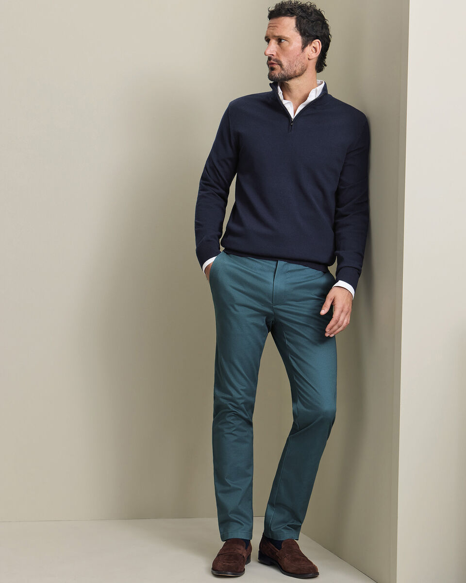 Ultimate Non-Iron Chinos - Petrol Blue