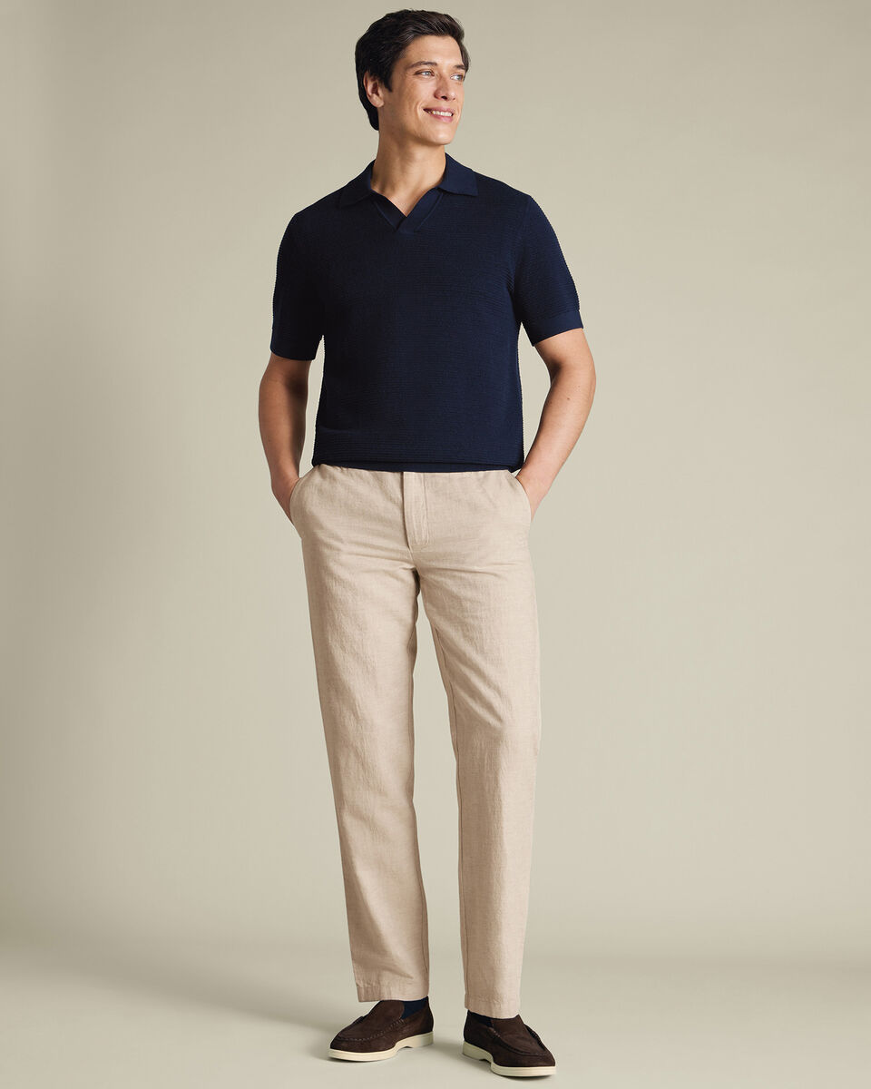 Linen Cotton Chinos – Stone Main image