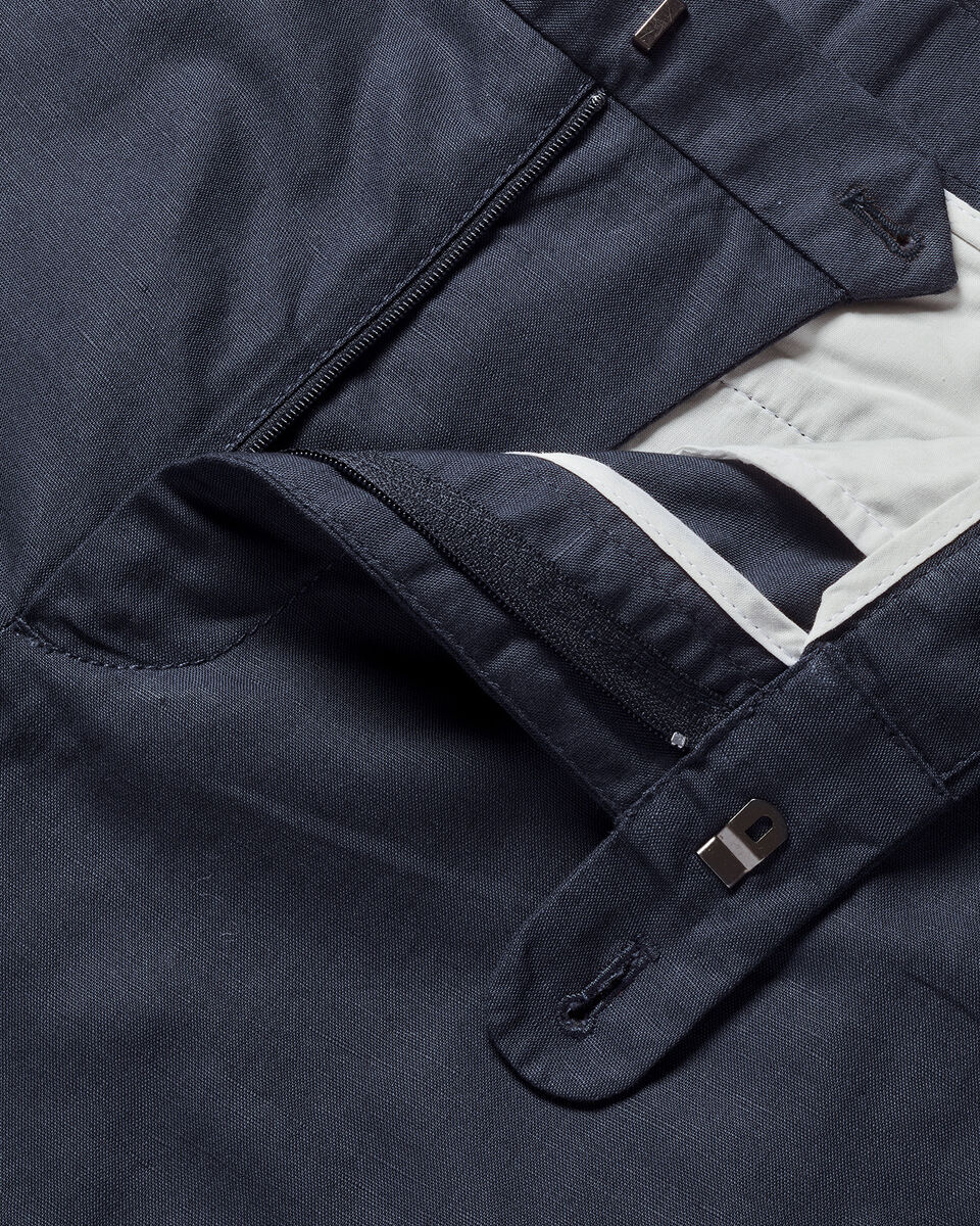 Cotton Linen Shorts - Navy Blue