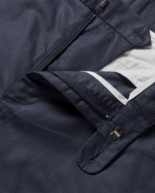 Cotton Linen Shorts - Navy Blue