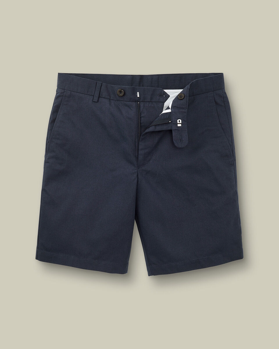 Cotton Linen Shorts - Navy Blue