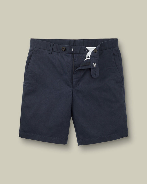 Cotton Linen Shorts - Navy Blue