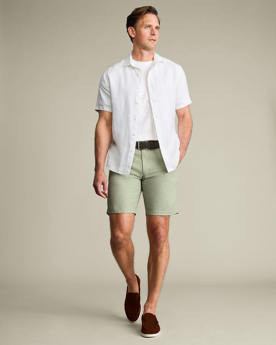 Cotton Linen Shorts – Light Green Main image