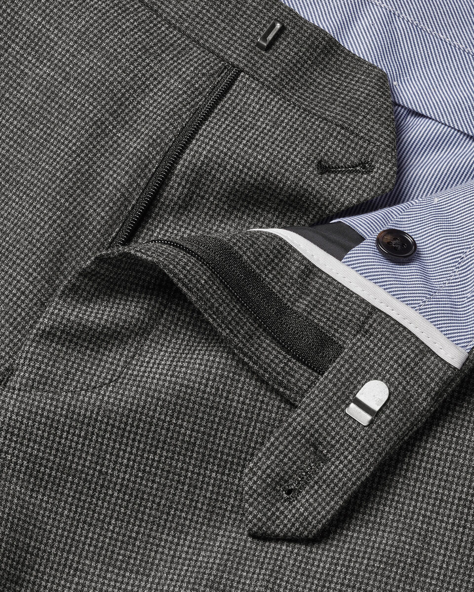 Wool Stretch Puppytooth Pants - Slate Gray