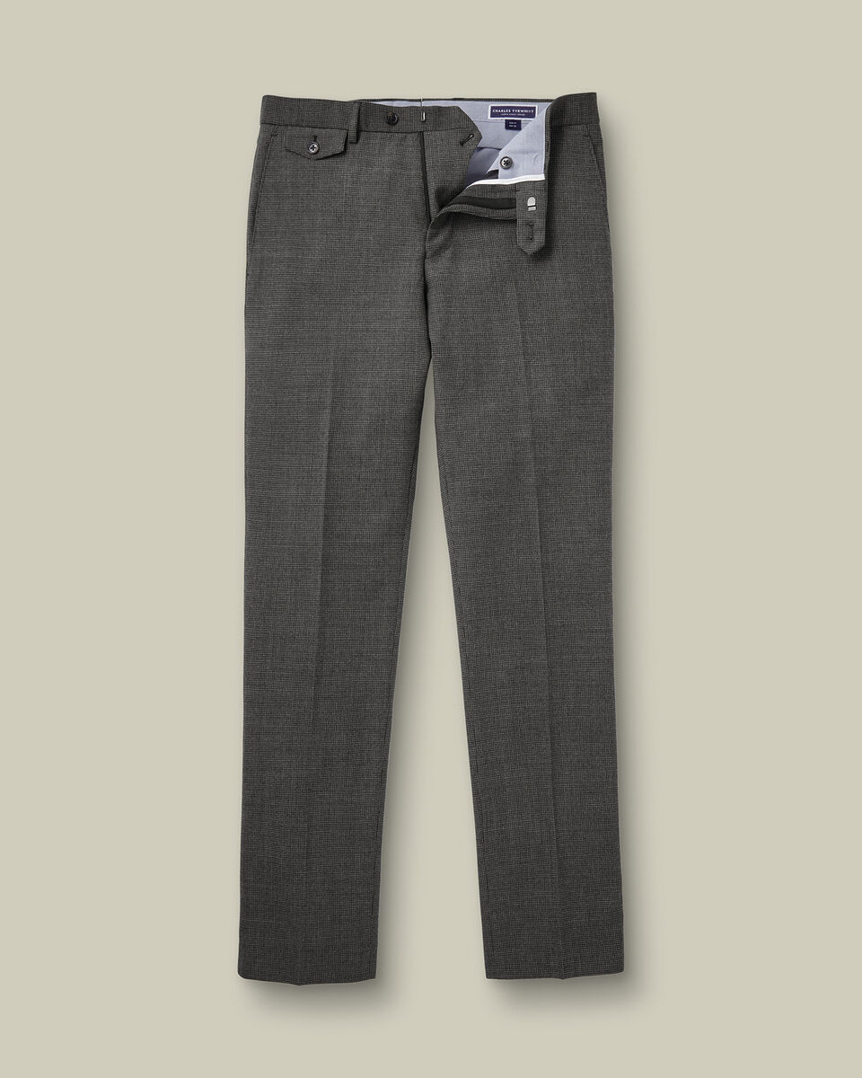 Wool Stretch Puppytooth Pants - Slate Gray