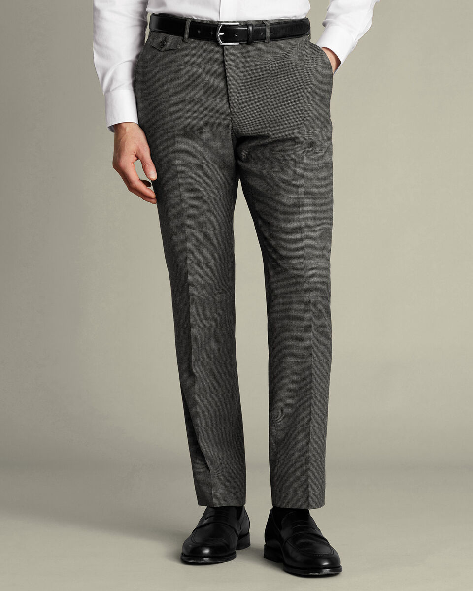 Wool Stretch Puppytooth Pants - Slate Gray