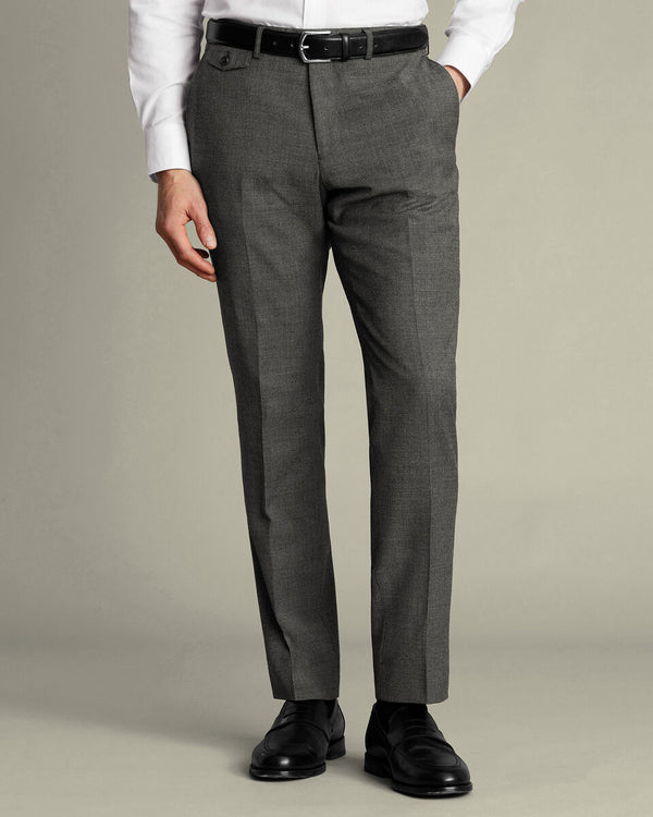 Wool Stretch Puppytooth Pants - Slate Gray