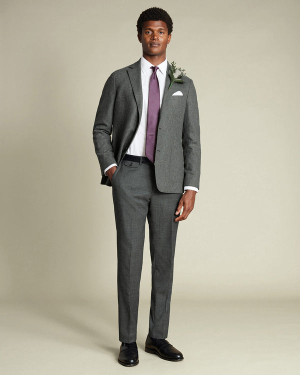 Wool Stretch Puppytooth Pants - Slate Gray
