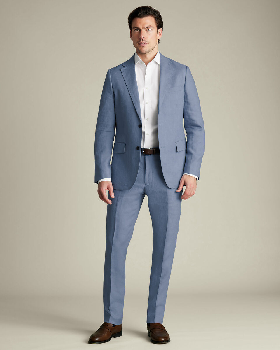 Pure Linen Pants - Airforce Blue