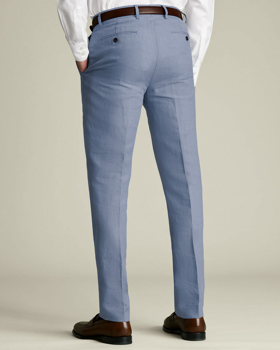 Pure Linen Pants - Airforce Blue