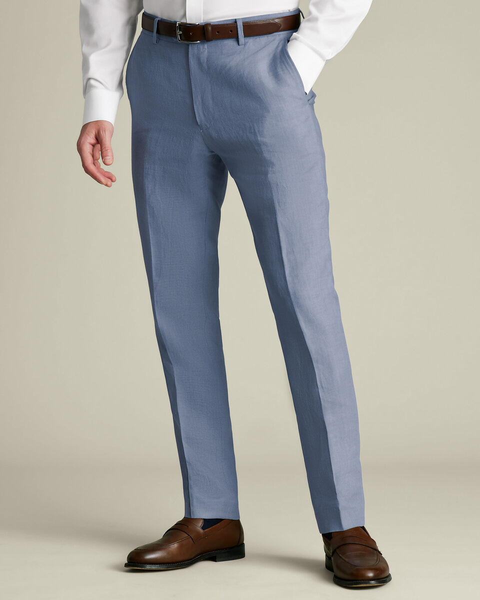 Pure Linen Pants - Airforce Blue Main image