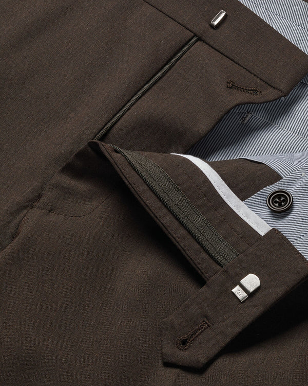 Wool Stretch Pants - Chocolate