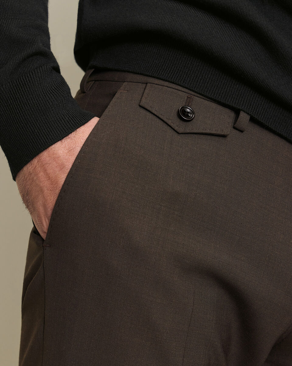 Wool Stretch Pants - Chocolate