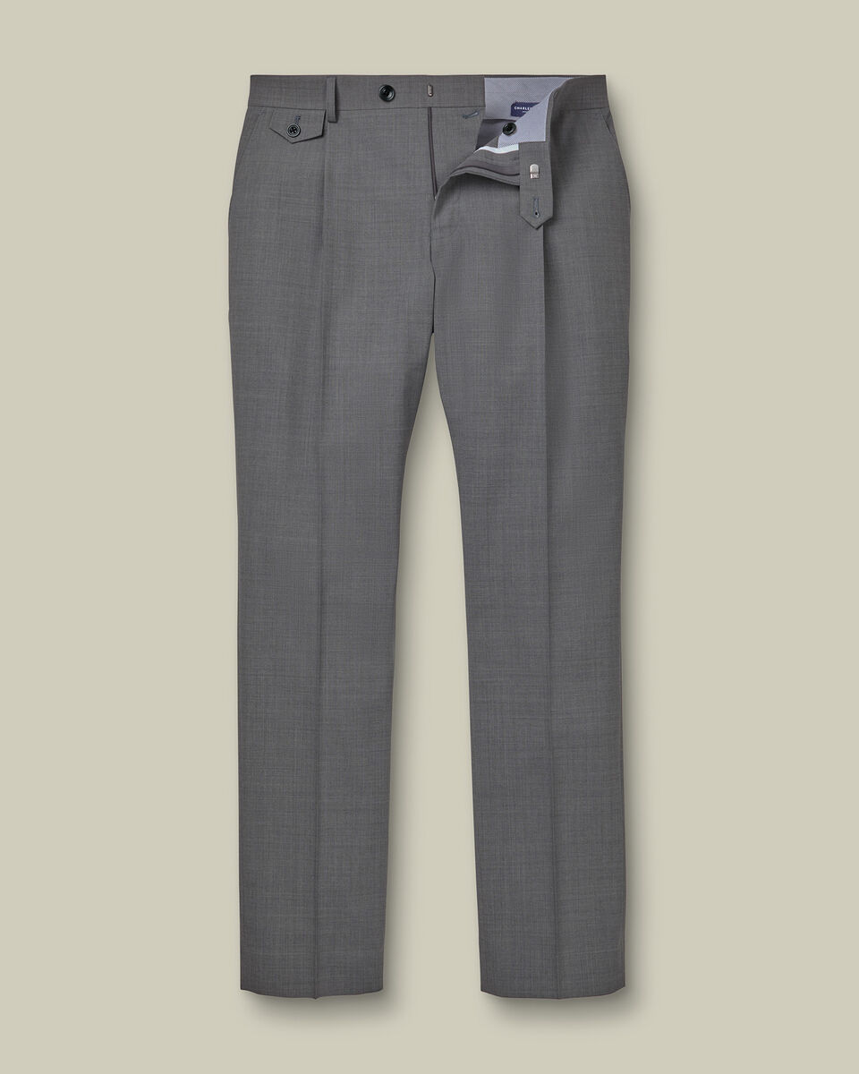Pleat Front Wool Stretch Pants - Gray Secondary image