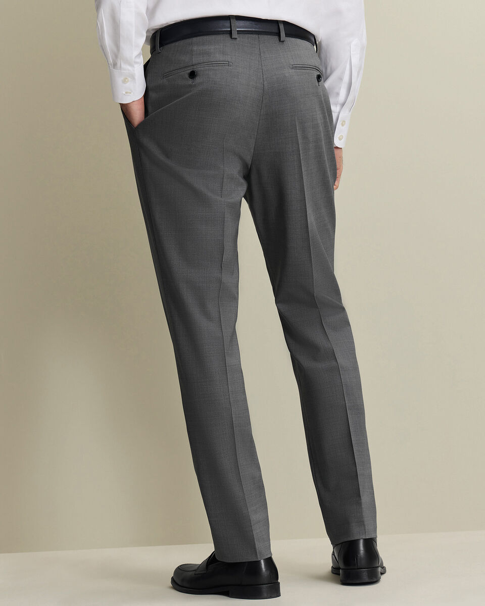 Pleat Front Wool Stretch Pants - Gray